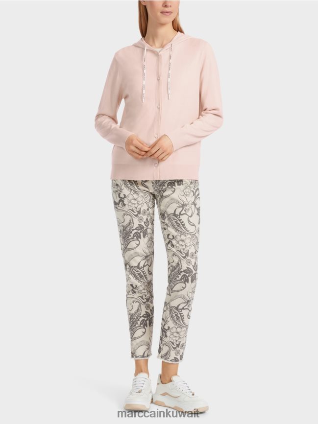 Marc Cain إعادة التفكير معًا" سترة منسوجة بشكل جيد LVN0D6307 ملابس اللوز زهر