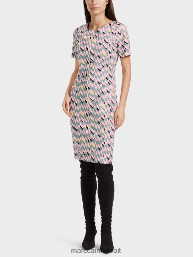 Marc Cain فستان التصميم الجرافيكي LVN0D631 ملابس السماء الزرقاء الداكنة