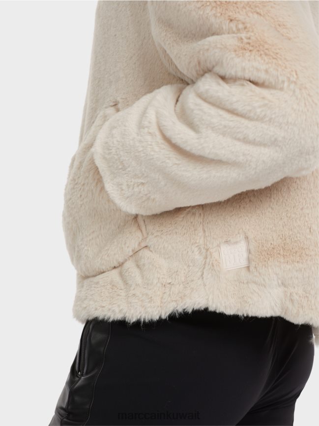 Marc Cain سترة مصنوعة من الفراء المرح LVN0D6316 ملابس حليب اللوز