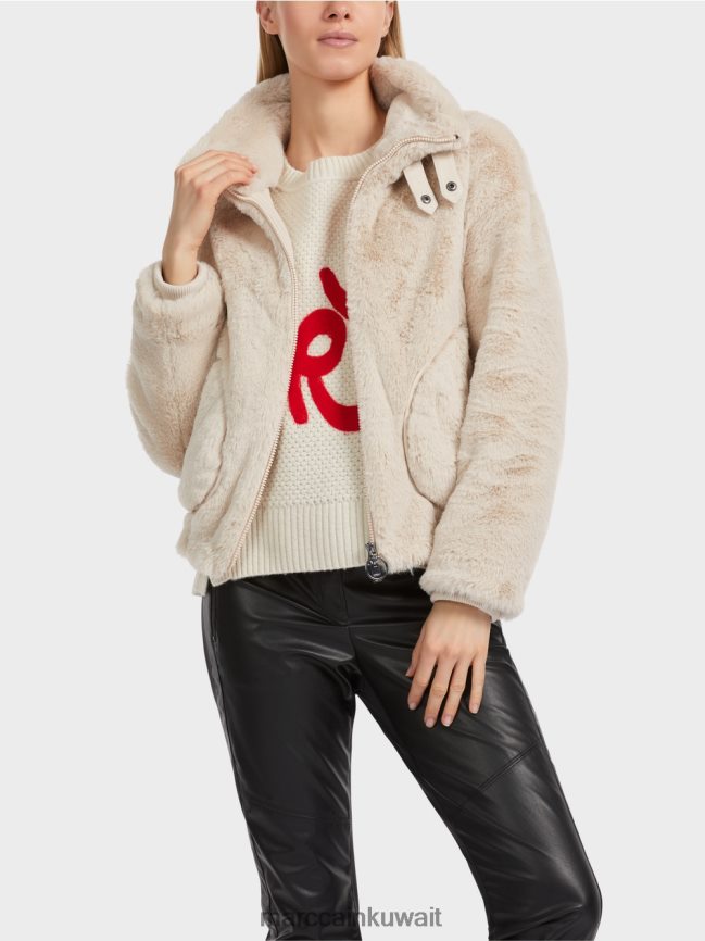 Marc Cain سترة مصنوعة من الفراء المرح LVN0D6316 ملابس حليب اللوز