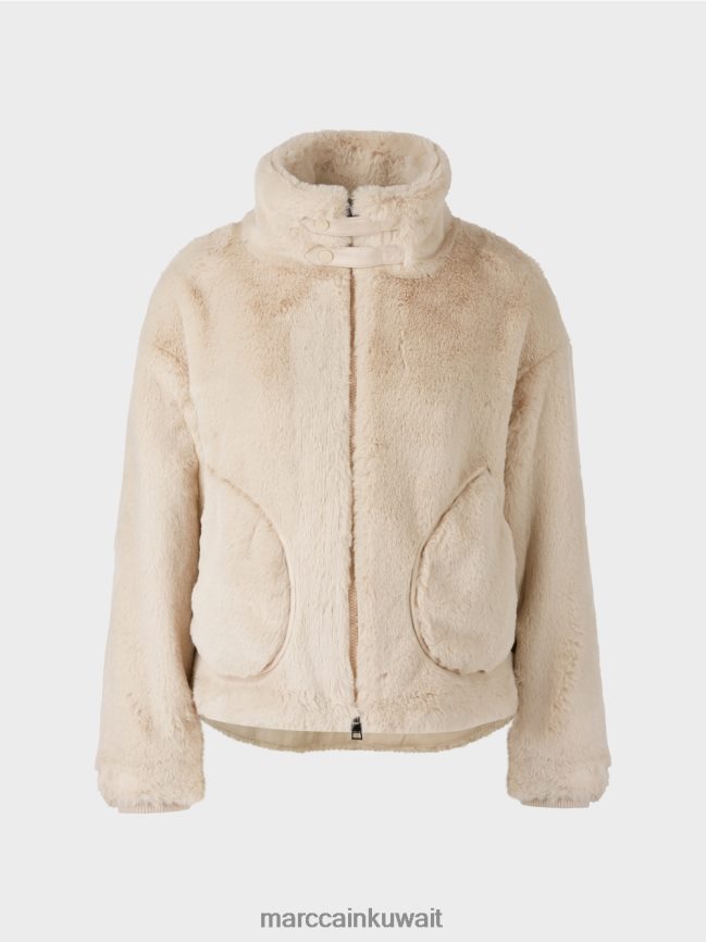 Marc Cain سترة مصنوعة من الفراء المرح LVN0D6316 ملابس حليب اللوز