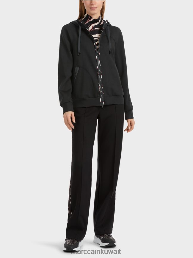 Marc Cain سترة مقنعين مع الرمز البريدي LVN0D6317 ملابس أسود