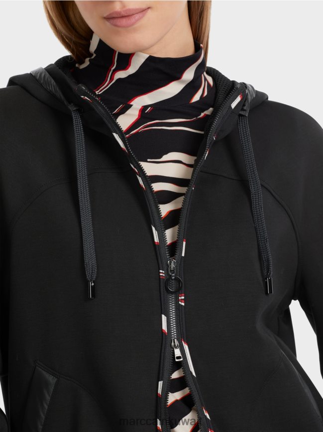 Marc Cain سترة مقنعين مع الرمز البريدي LVN0D6317 ملابس أسود