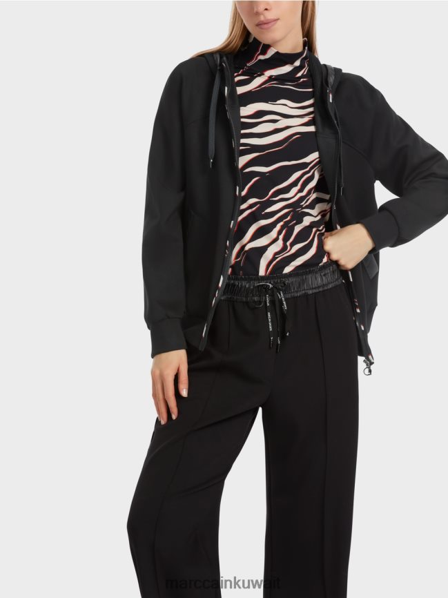 Marc Cain سترة مقنعين مع الرمز البريدي LVN0D6317 ملابس أسود