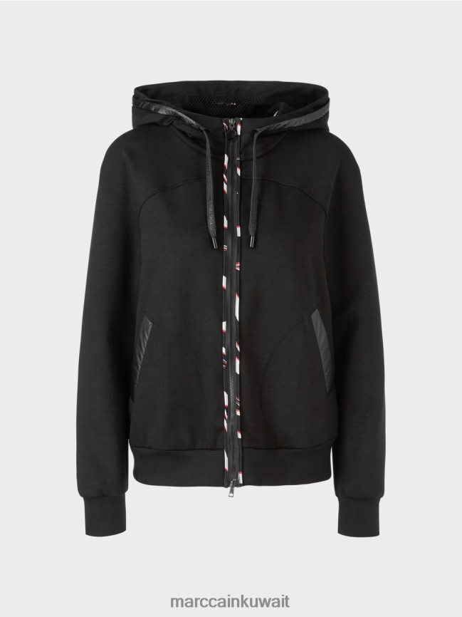 Marc Cain سترة مقنعين مع الرمز البريدي LVN0D6317 ملابس أسود