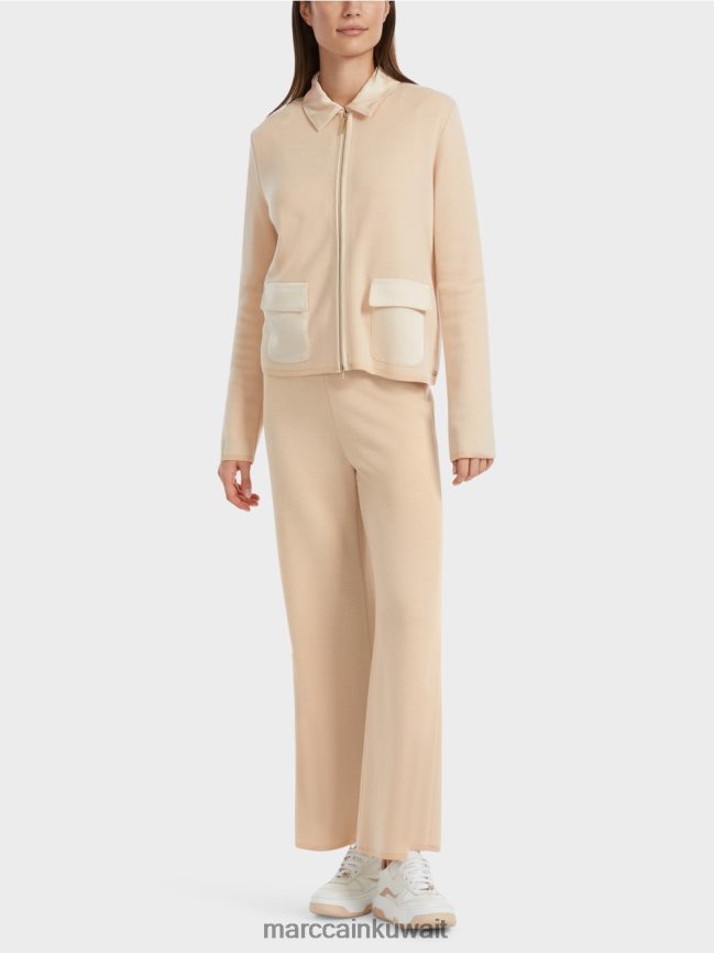 Marc Cain سترة محبوكة في ألمانيا LVN0D6319 ملابس كريم غامق