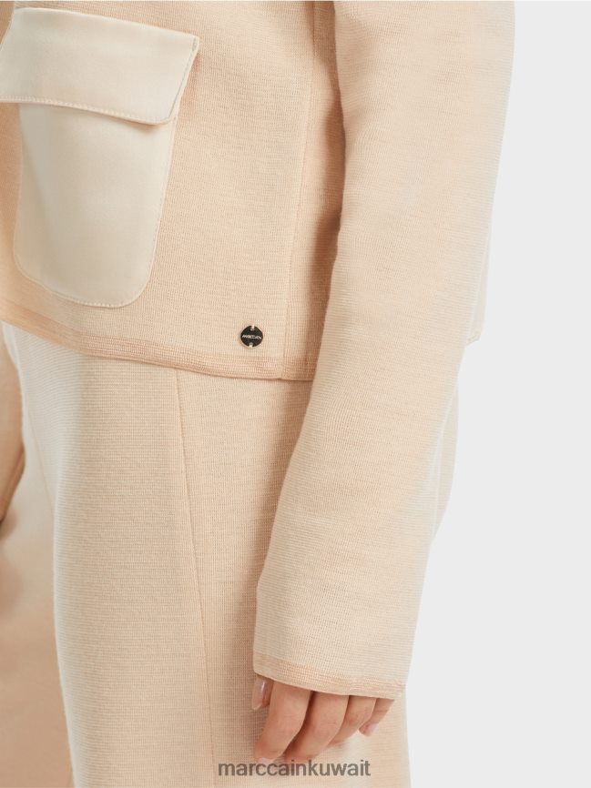 Marc Cain سترة محبوكة في ألمانيا LVN0D6319 ملابس كريم غامق