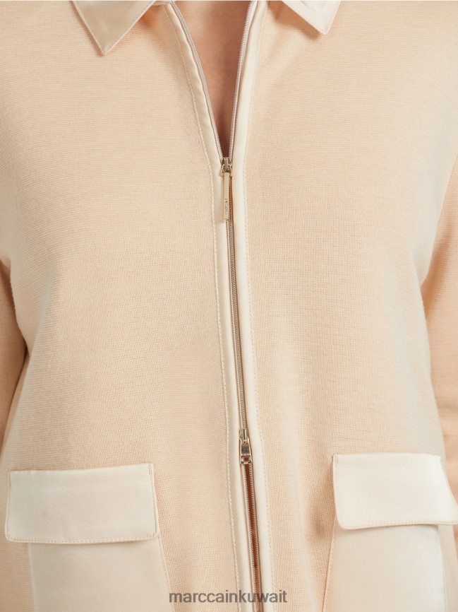 Marc Cain سترة محبوكة في ألمانيا LVN0D6319 ملابس كريم غامق