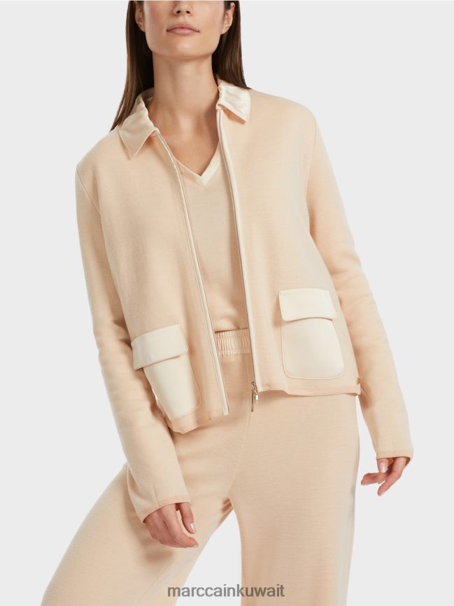 Marc Cain سترة محبوكة في ألمانيا LVN0D6319 ملابس كريم غامق