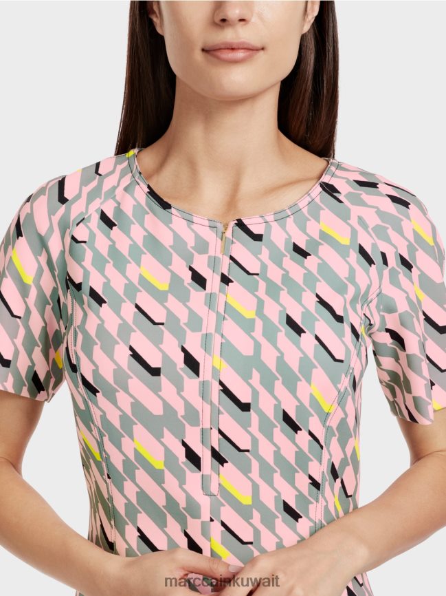 Marc Cain فستان التصميم الجرافيكي LVN0D631 ملابس السماء الزرقاء الداكنة