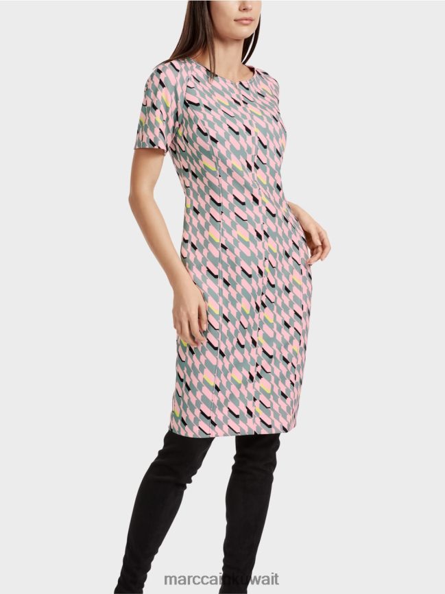 Marc Cain فستان التصميم الجرافيكي LVN0D631 ملابس السماء الزرقاء الداكنة