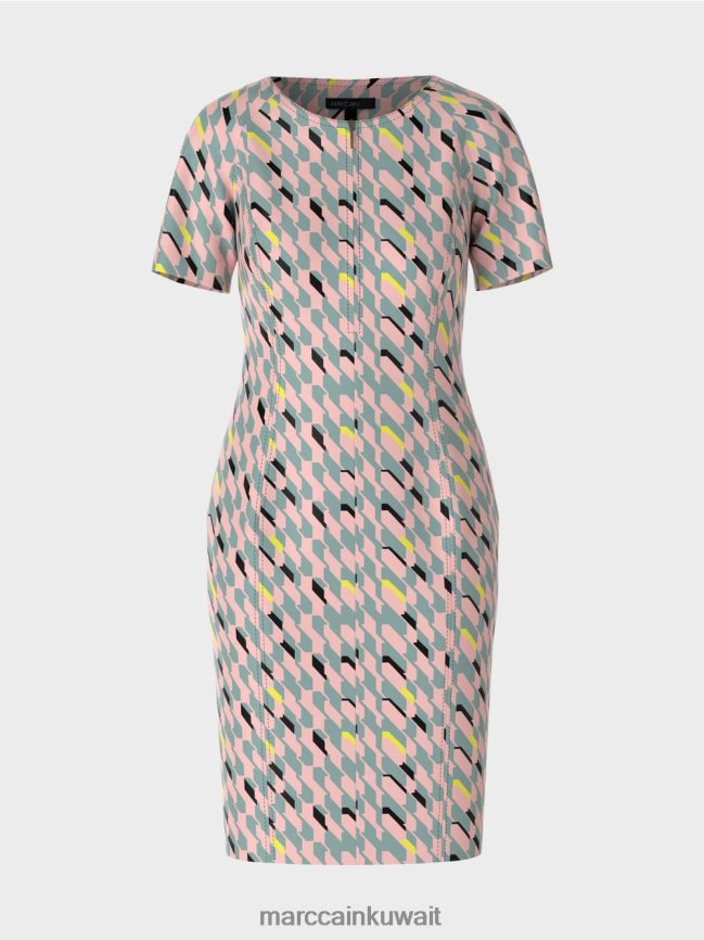 Marc Cain فستان التصميم الجرافيكي LVN0D631 ملابس السماء الزرقاء الداكنة