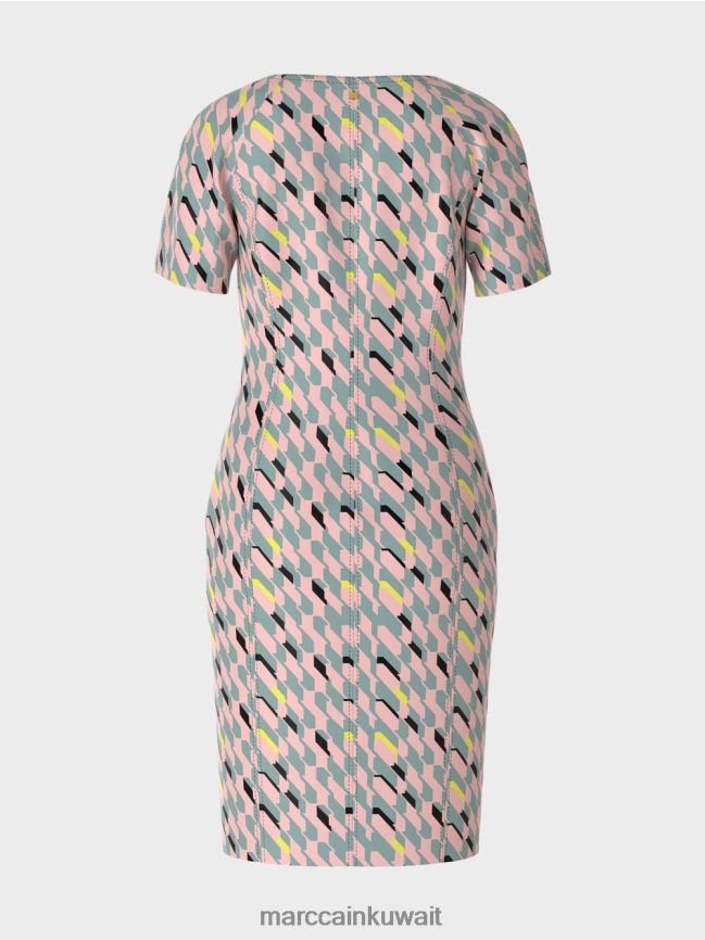 Marc Cain فستان التصميم الجرافيكي LVN0D631 ملابس السماء الزرقاء الداكنة