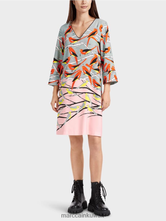 Marc Cain فستان بتصميم طائر كاجوال LVN0D633 ملابس السماء الزرقاء الداكنة