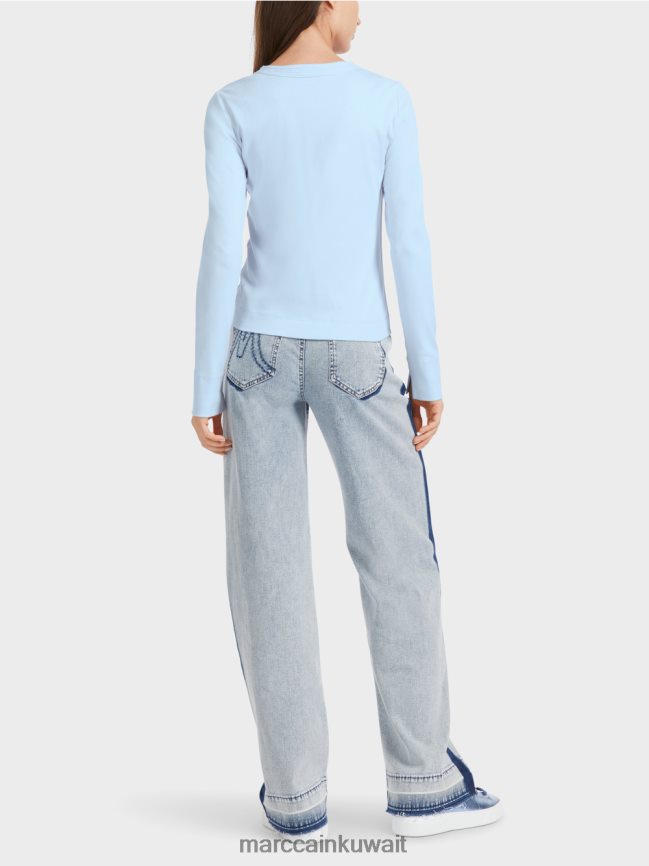 Marc Cain سترة مضغوطة مع الرقبة المستديرة LVN0D6330 ملابس مسحوق ناعم أزرق