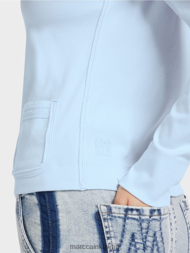 Marc Cain سترة مضغوطة مع الرقبة المستديرة LVN0D6330 ملابس مسحوق ناعم أزرق