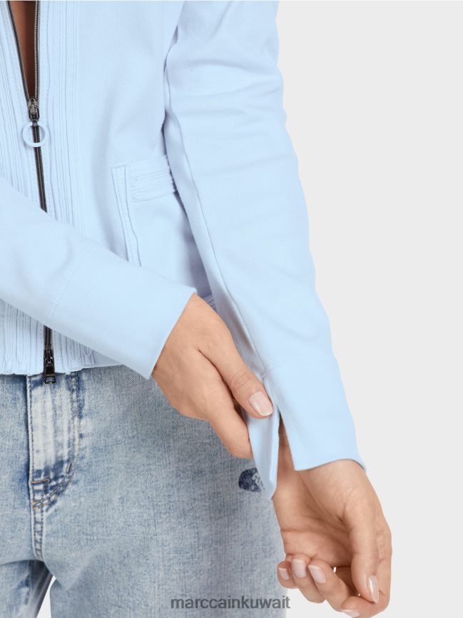 Marc Cain سترة مضغوطة مع الرقبة المستديرة LVN0D6330 ملابس مسحوق ناعم أزرق