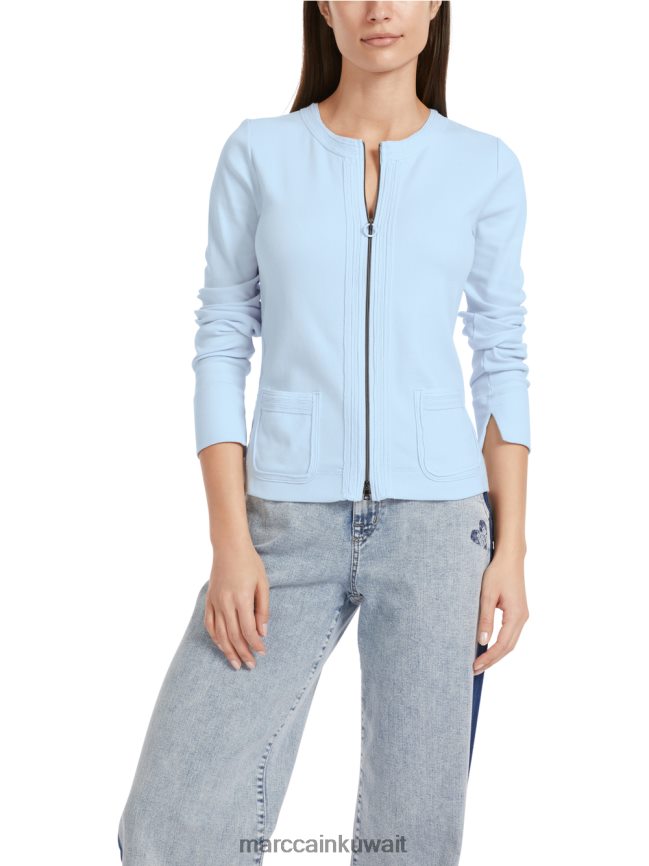 Marc Cain سترة مضغوطة مع الرقبة المستديرة LVN0D6330 ملابس مسحوق ناعم أزرق