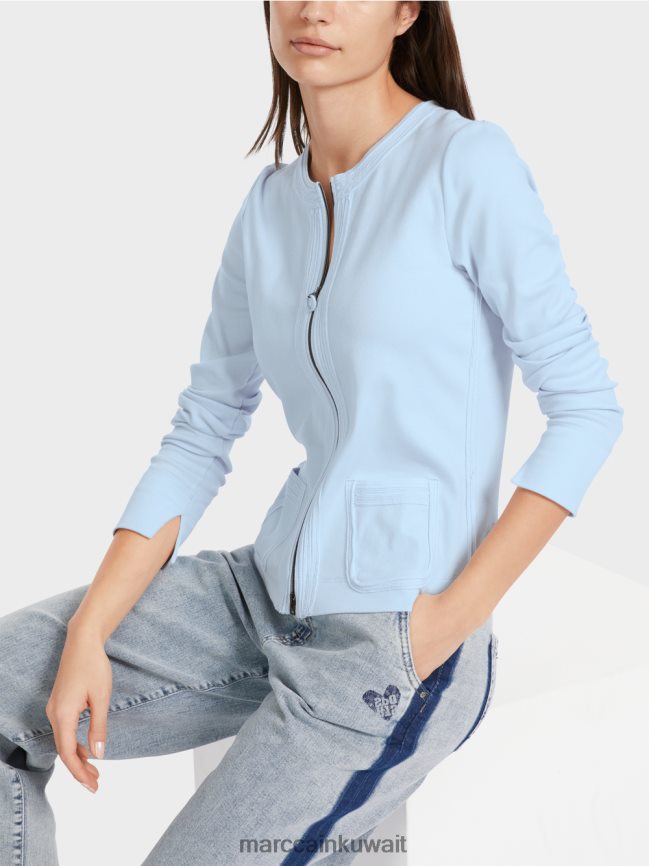 Marc Cain سترة مضغوطة مع الرقبة المستديرة LVN0D6330 ملابس مسحوق ناعم أزرق