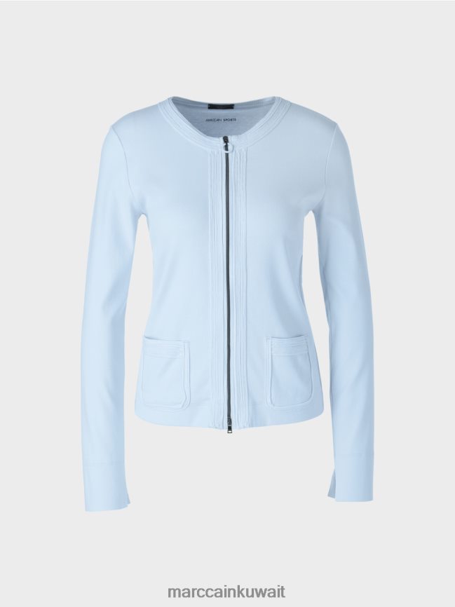 Marc Cain سترة مضغوطة مع الرقبة المستديرة LVN0D6330 ملابس مسحوق ناعم أزرق