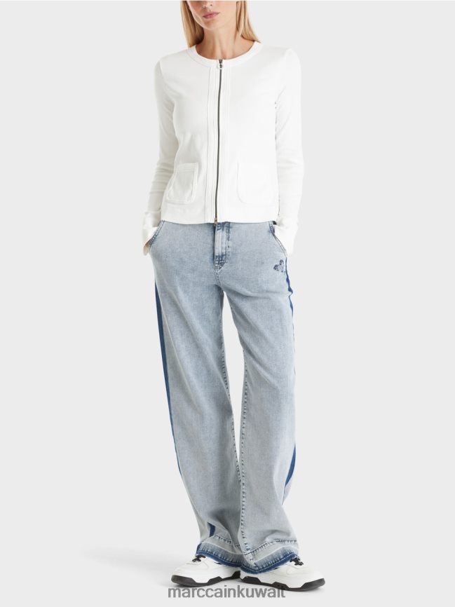 Marc Cain سترة مضغوطة مع الرقبة المستديرة LVN0D6332 ملابس أبيض مصفر