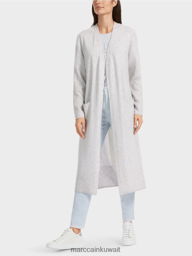 Marc Cain معطف طويل محبوك "إعادة التفكير معًا". LVN0D6333 ملابس الرمادي الفضي