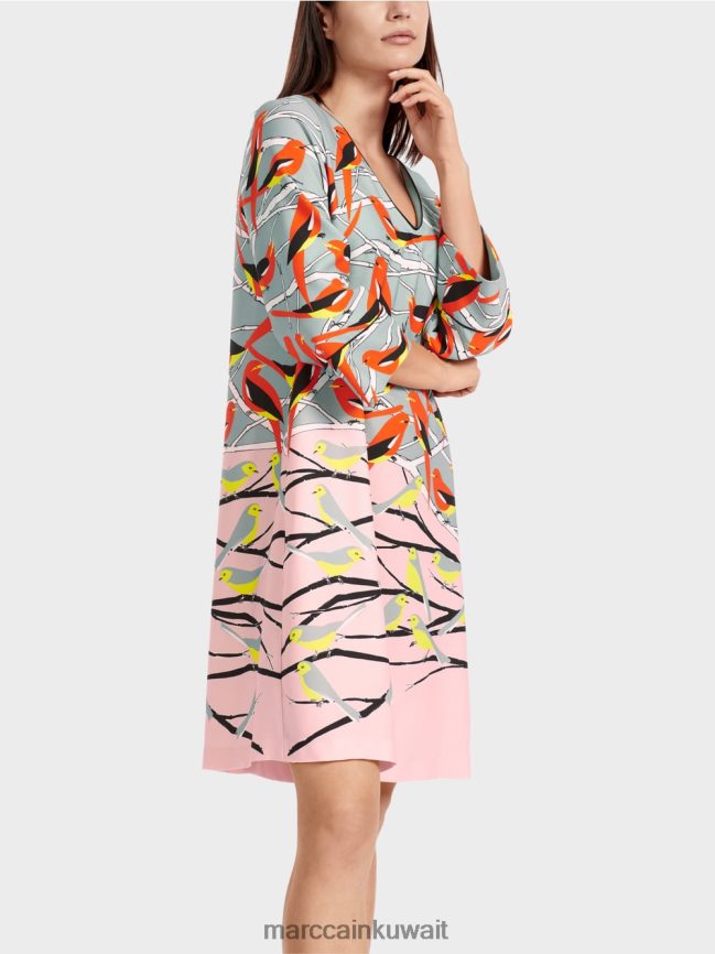 Marc Cain فستان بتصميم طائر كاجوال LVN0D633 ملابس السماء الزرقاء الداكنة