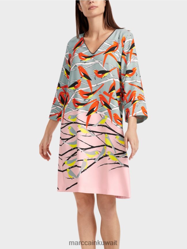 Marc Cain فستان بتصميم طائر كاجوال LVN0D633 ملابس السماء الزرقاء الداكنة