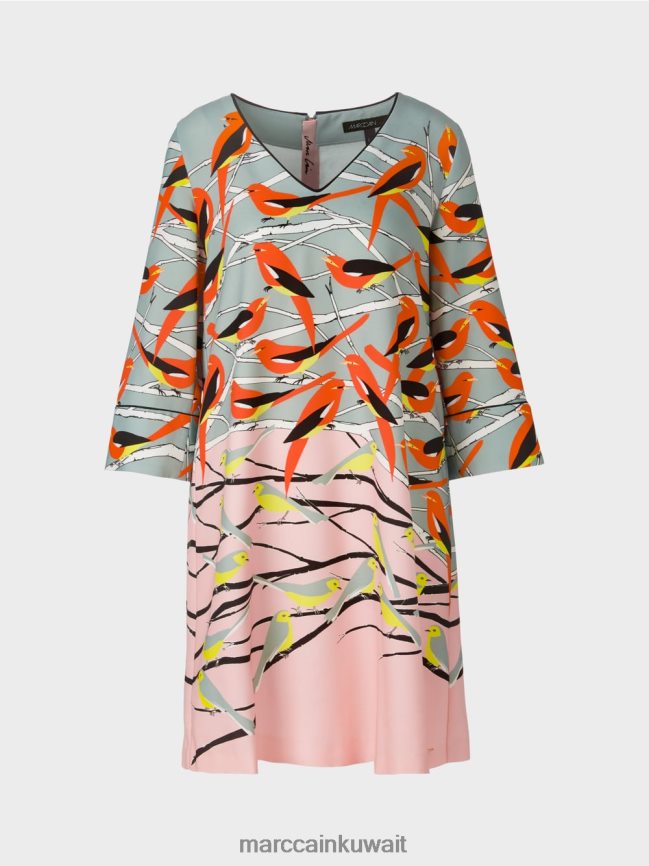 Marc Cain فستان بتصميم طائر كاجوال LVN0D633 ملابس السماء الزرقاء الداكنة