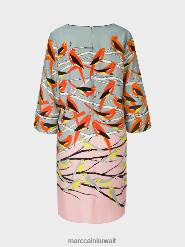 Marc Cain فستان بتصميم طائر كاجوال LVN0D633 ملابس السماء الزرقاء الداكنة