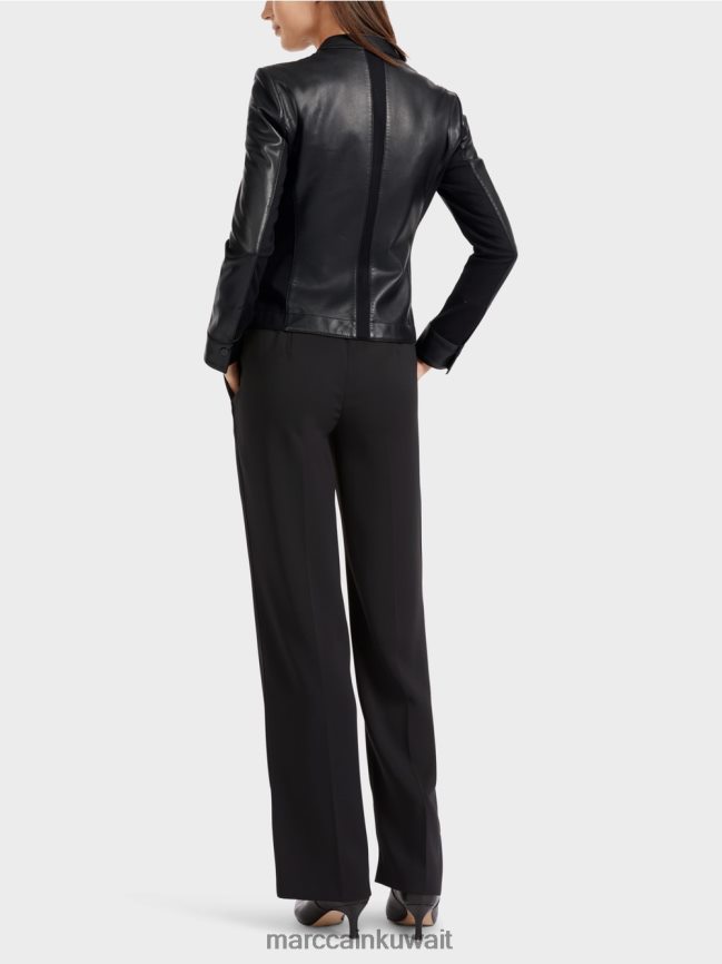 Marc Cain سترة جلدية نسائية LVN0D6348 ملابس أسود