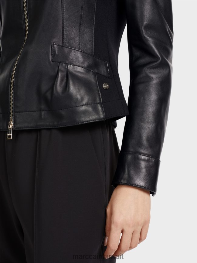 Marc Cain سترة جلدية نسائية LVN0D6348 ملابس أسود