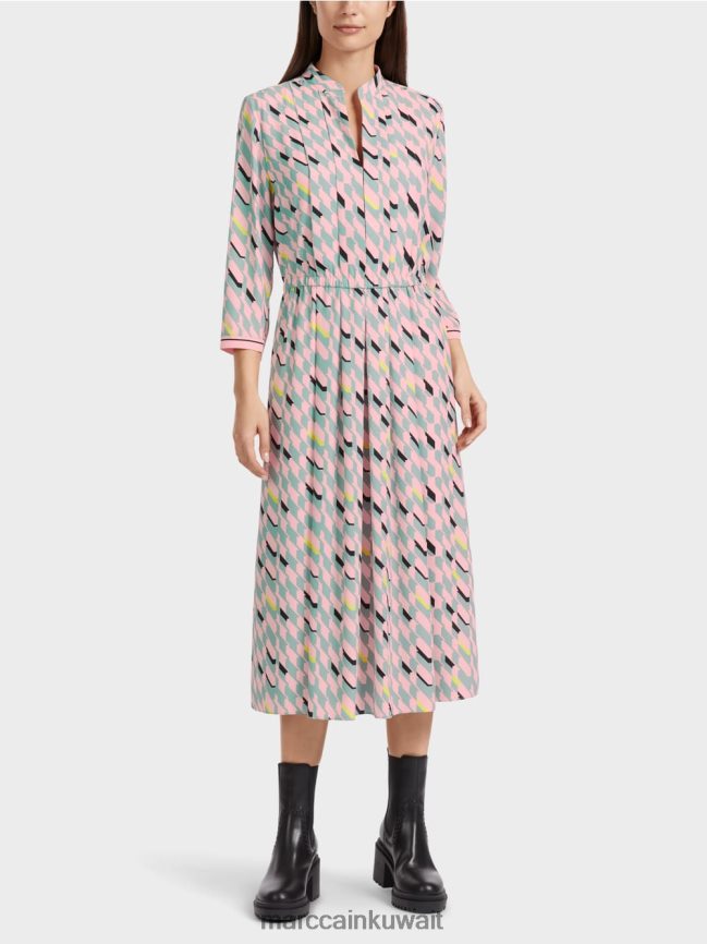 Marc Cain فستان ميدي مع تفاصيل الطيات LVN0D635 ملابس السماء الزرقاء الداكنة