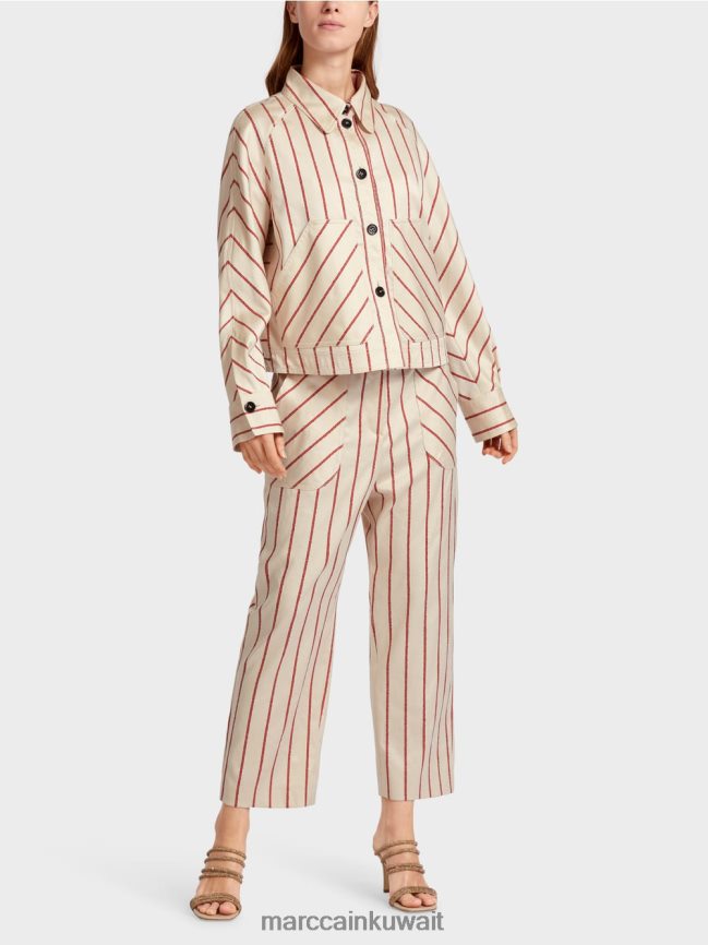 Marc Cain سترة مخططة من اللايوسل LVN0D6353 ملابس أحمر عميق