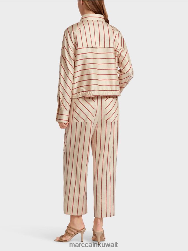 Marc Cain سترة مخططة من اللايوسل LVN0D6353 ملابس أحمر عميق