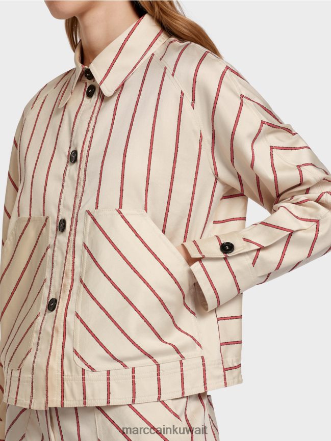 Marc Cain سترة مخططة من اللايوسل LVN0D6353 ملابس أحمر عميق