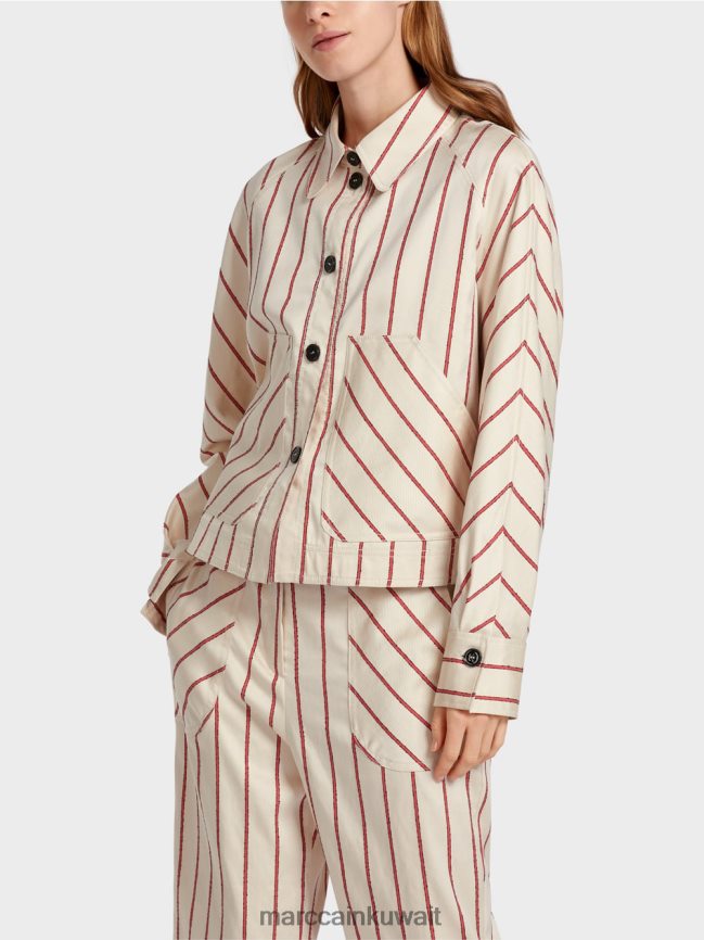 Marc Cain سترة مخططة من اللايوسل LVN0D6353 ملابس أحمر عميق