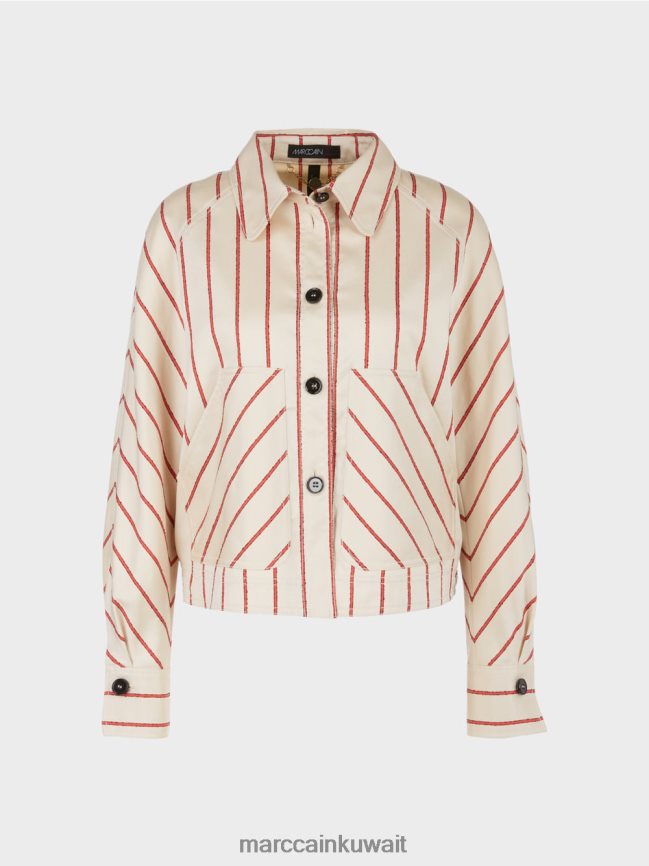 Marc Cain سترة مخططة من اللايوسل LVN0D6353 ملابس أحمر عميق