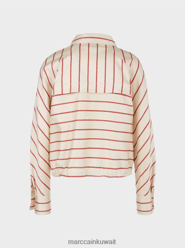 Marc Cain سترة مخططة من اللايوسل LVN0D6353 ملابس أحمر عميق