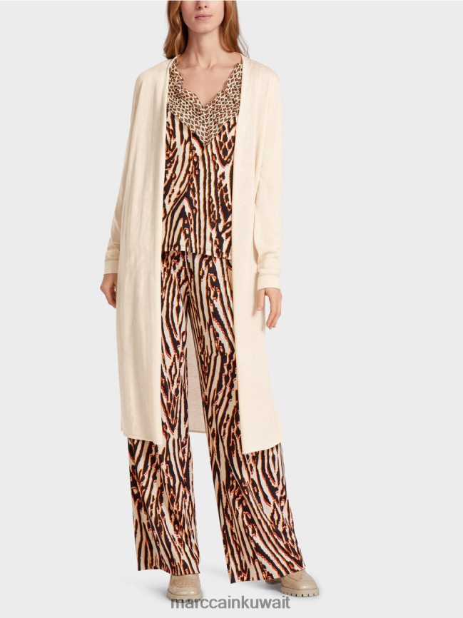 Marc Cain سترة طويلة ومتماسكة بشكل جيد LVN0D6357 ملابس كريمة