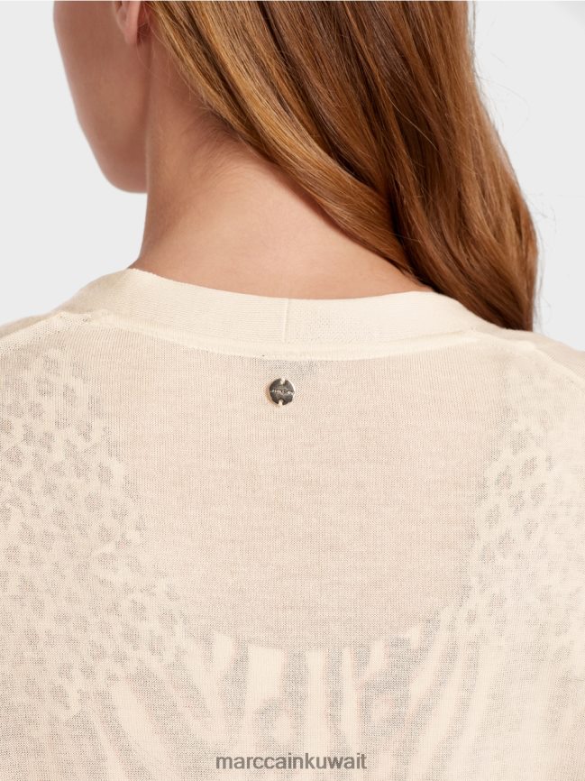 Marc Cain سترة طويلة ومتماسكة بشكل جيد LVN0D6357 ملابس كريمة
