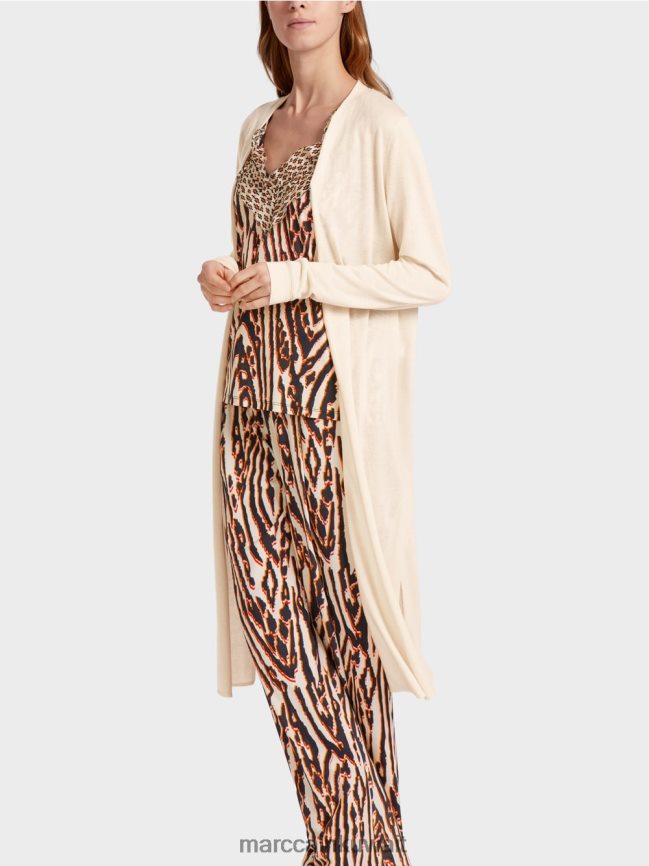 Marc Cain سترة طويلة ومتماسكة بشكل جيد LVN0D6357 ملابس كريمة