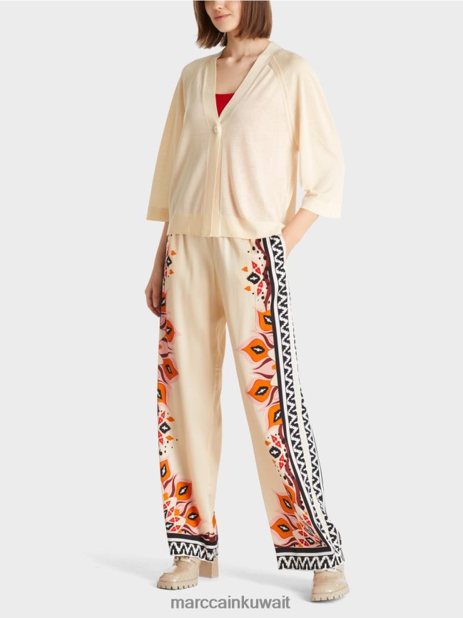 Marc Cain سترة راجلان فضفاضة محبوكة LVN0D6358 ملابس كريمة