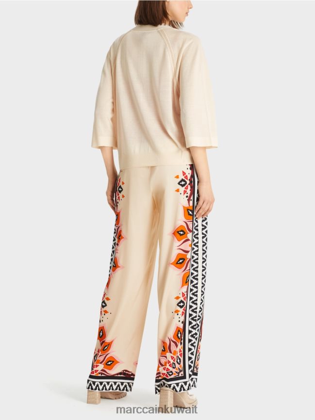 Marc Cain سترة راجلان فضفاضة محبوكة LVN0D6358 ملابس كريمة