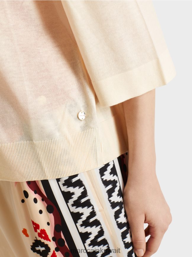 Marc Cain سترة راجلان فضفاضة محبوكة LVN0D6358 ملابس كريمة