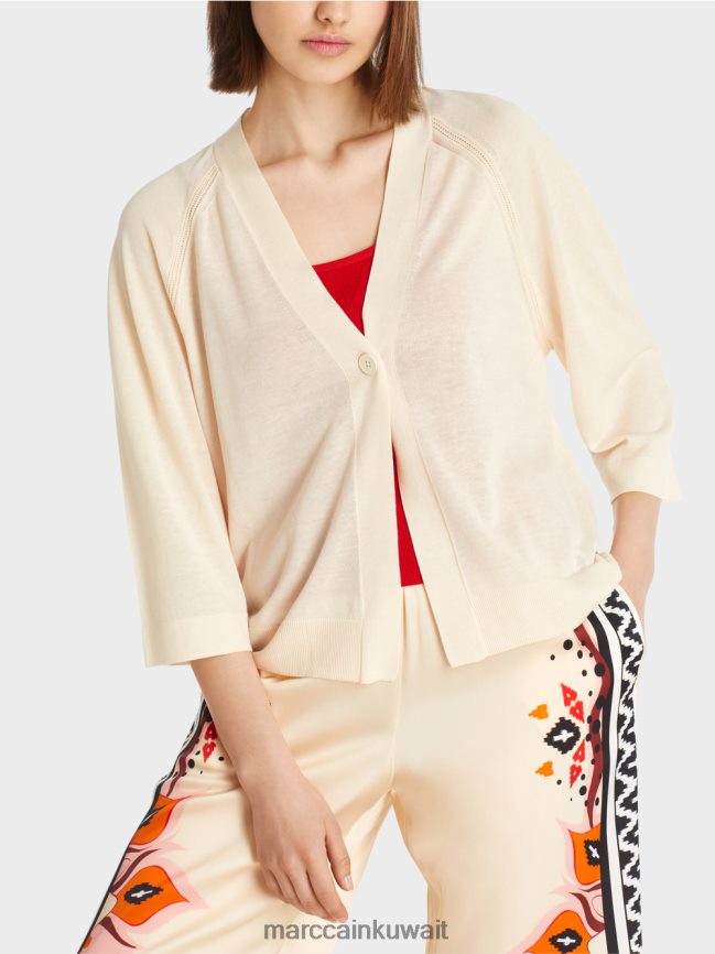 Marc Cain سترة راجلان فضفاضة محبوكة LVN0D6358 ملابس كريمة