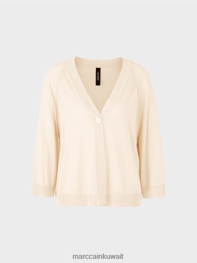 Marc Cain سترة راجلان فضفاضة محبوكة LVN0D6358 ملابس كريمة