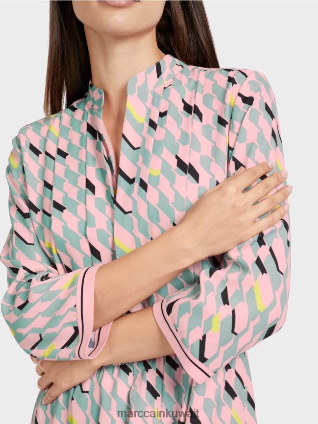 Marc Cain فستان ميدي مع تفاصيل الطيات LVN0D635 ملابس السماء الزرقاء الداكنة