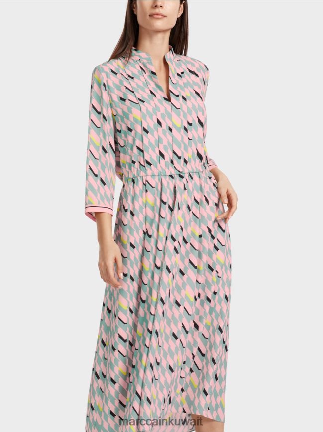 Marc Cain فستان ميدي مع تفاصيل الطيات LVN0D635 ملابس السماء الزرقاء الداكنة