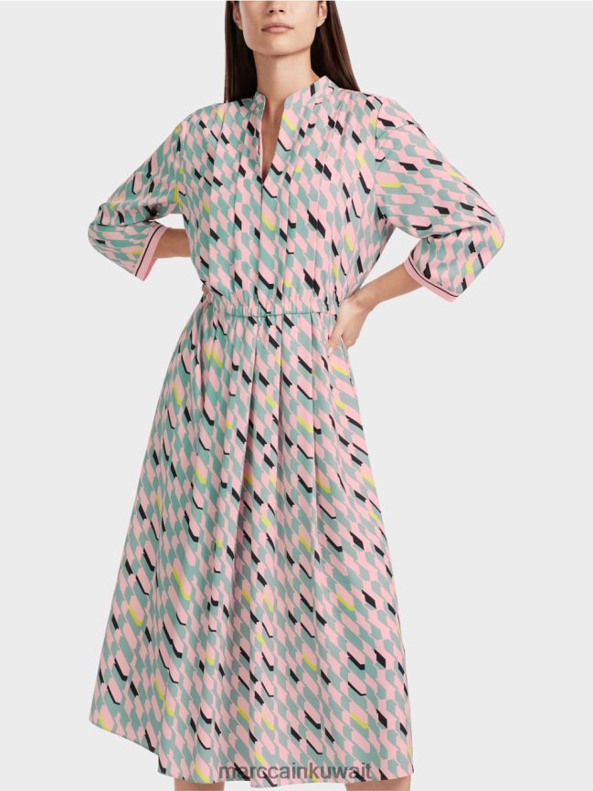 Marc Cain فستان ميدي مع تفاصيل الطيات LVN0D635 ملابس السماء الزرقاء الداكنة